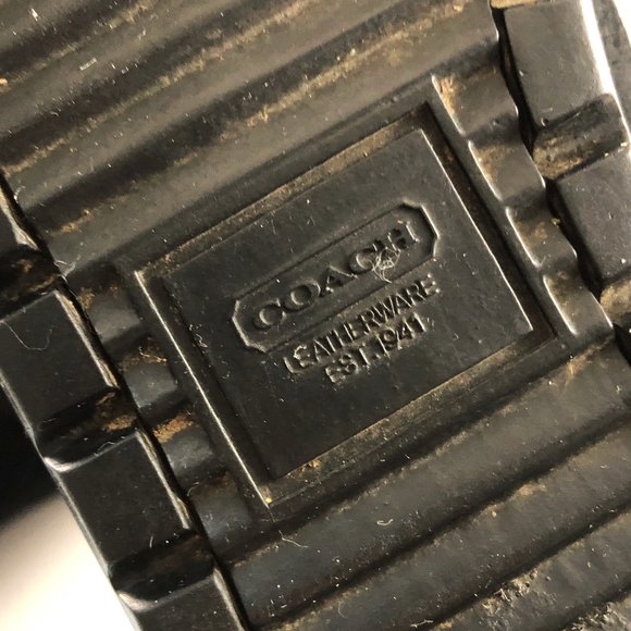 COACH Tatum Black Suede & Wool Foldover Signature Logo Mid-Calf Boots 8M - Picture 13 of 13